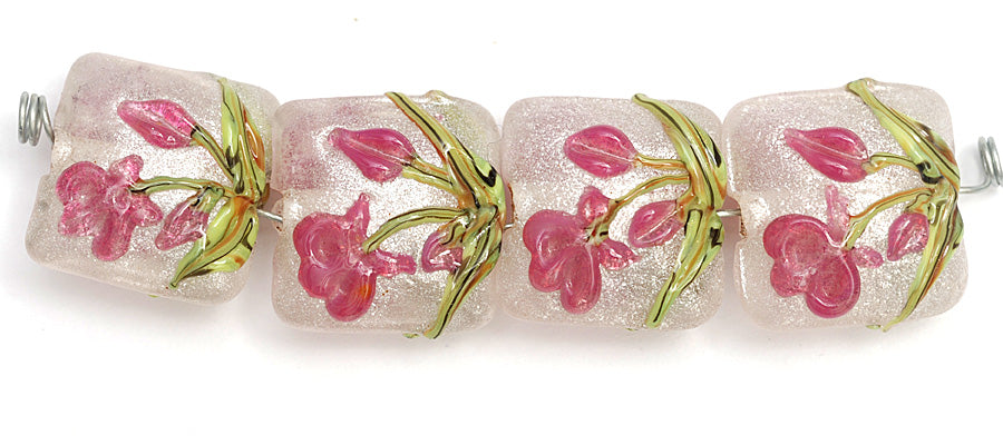 10109314 - Four Fuchsia Flower Pillow Beads