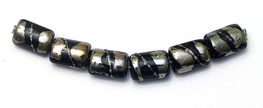 10204103 - Six Elegant Black Metallic Mini Kaleras Beads