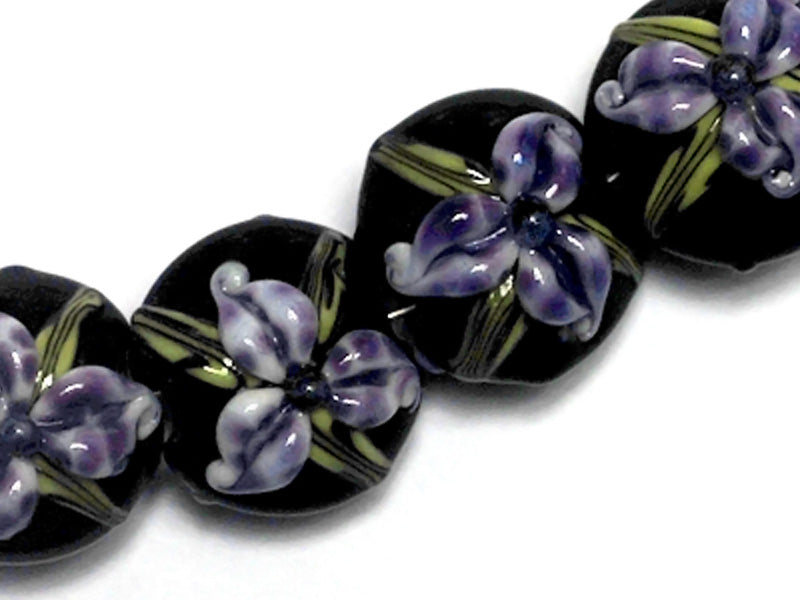 10205712 - Four Purple Iris Lentil Beads