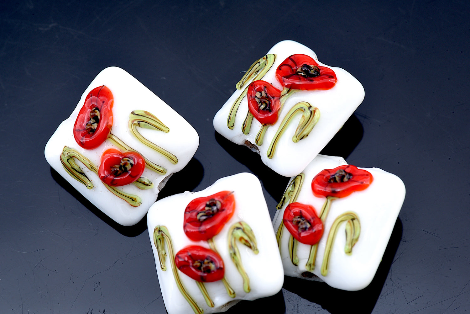 10205914 - Four California Poppy Flower Pillow Beads