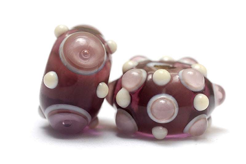10301701 - Seven Amethyst w/Light Ivory Rondelle Beads