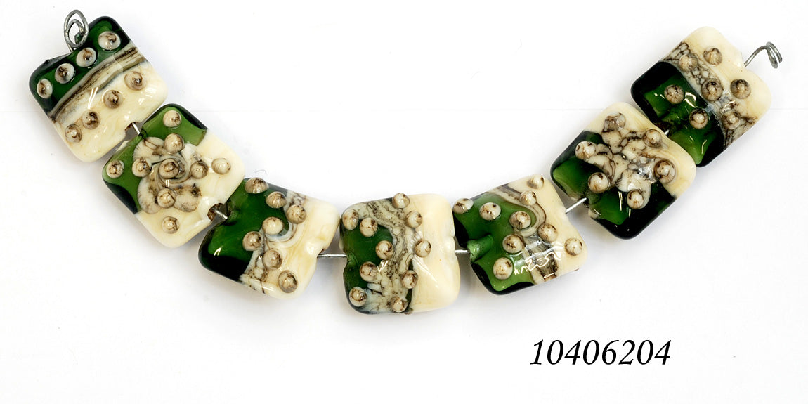 10406204 - Seven Green w/Dark Ivory Pillow Beads