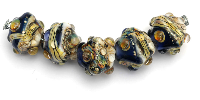 10407007 - Five Transparent Ink Blue w/Free Style Crystal Beads