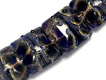 10407314 - Four Black w/Ink Blue Silver Foil Pillow Beads