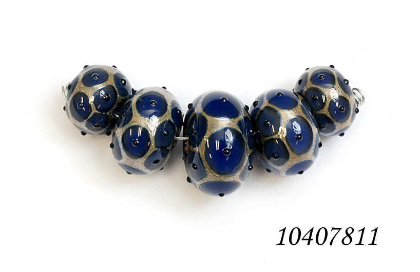 10407811 - Five Graduated Purple w/Black Dots Rondelle Beads
