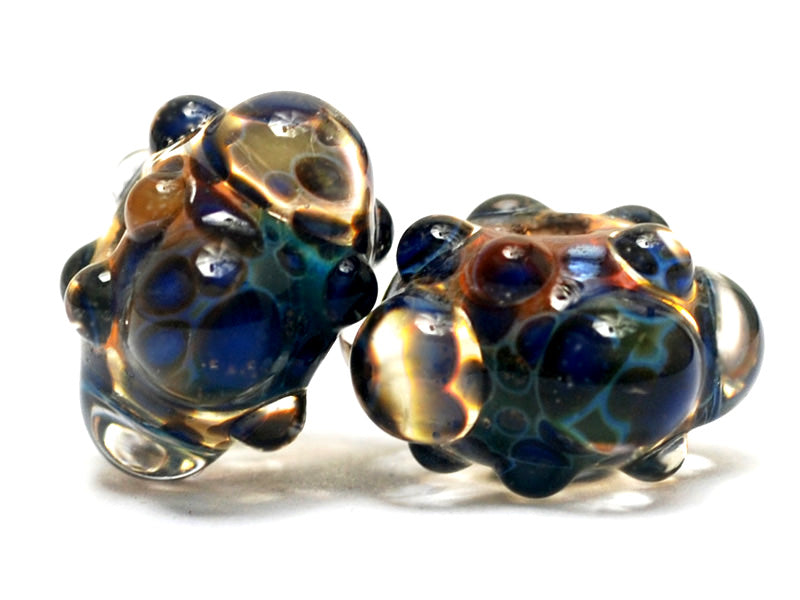 10409421 - Six Blue & Orange Rondelle Beads