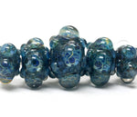 10409611 - Five Graduated Blue Free Style Boro Rondelle Beads