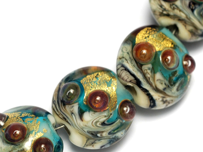 10409902 - Seven Aqua Treasure Lentil Beads