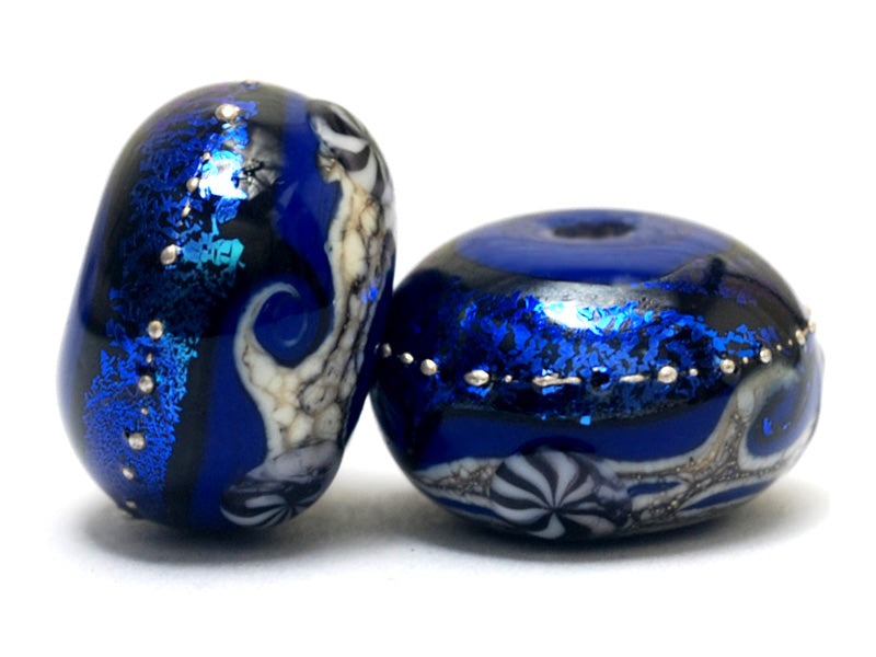 10411421 - Six Cobalt Celestial Rondelle Beads