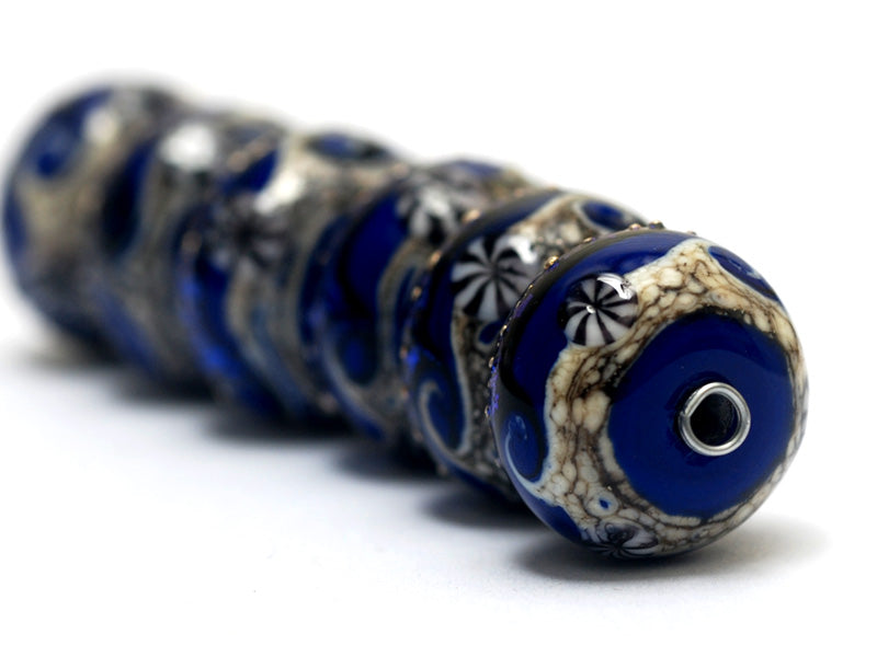 10411421 - Six Cobalt Celestial Rondelle Beads