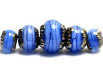 10413411 - Five Arctic Blue Shimmer Graduated Rondelle Beads
