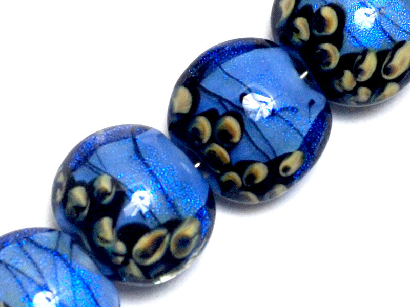 10413412 - Four Arctic Blue Shimmer Lentil Beads