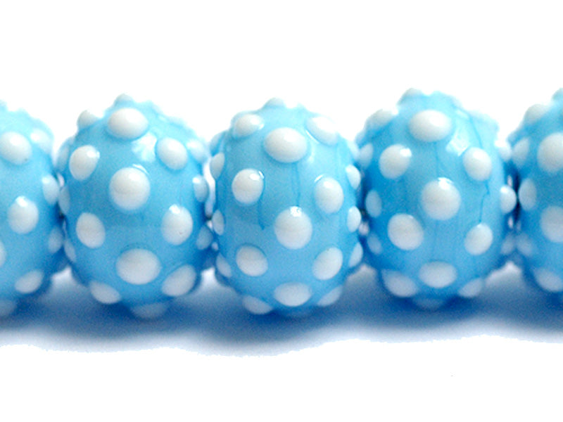 10414001 - Seven Polka Dots on Baby Blue Rondelle Beads