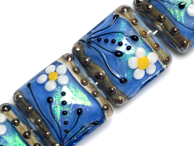 10414214 - Four Arctic Blue Florals Pillow Beads