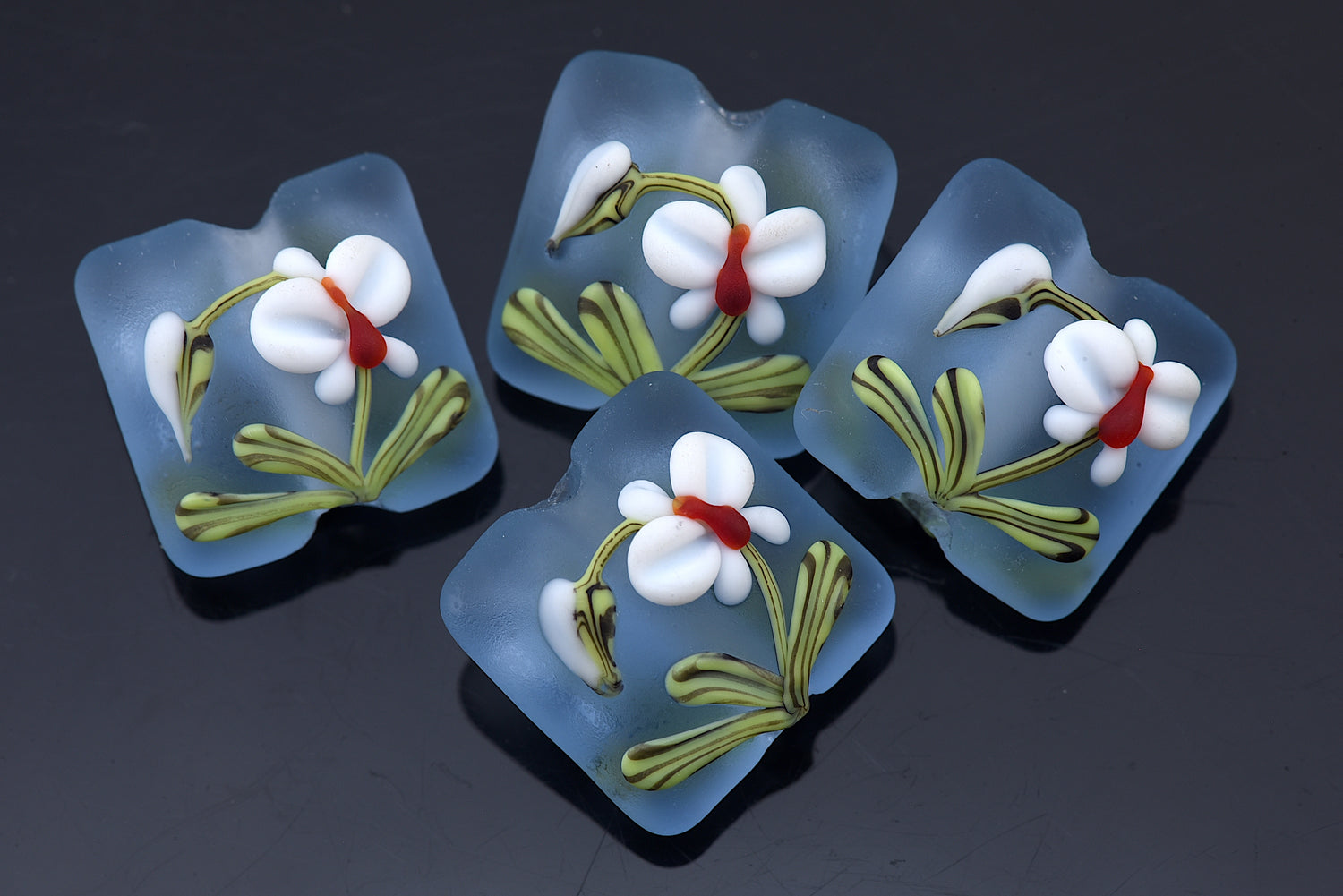10415714 - Four White Orchid Pillow Beads