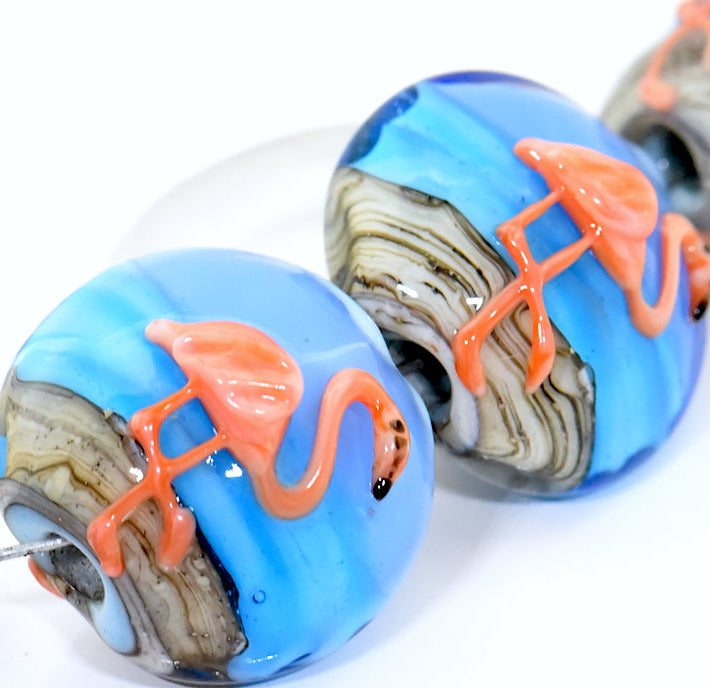 Flamingo glass beads