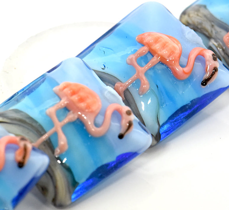 Flamingo glass beads
