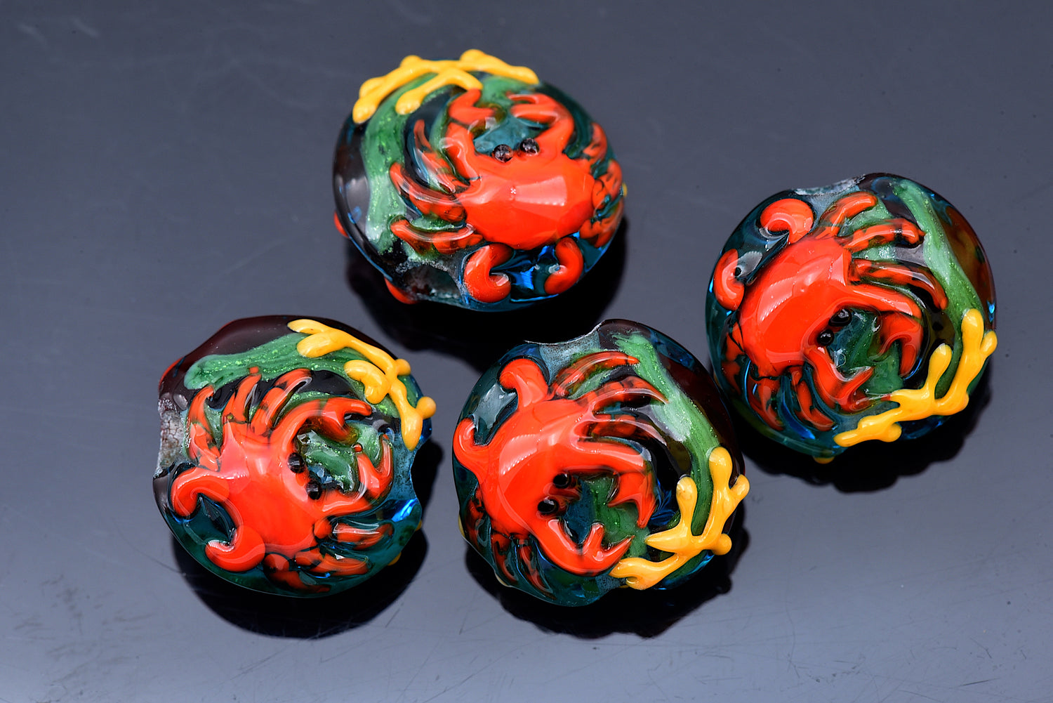 10416112 - Four Red Crab Lentil Beads