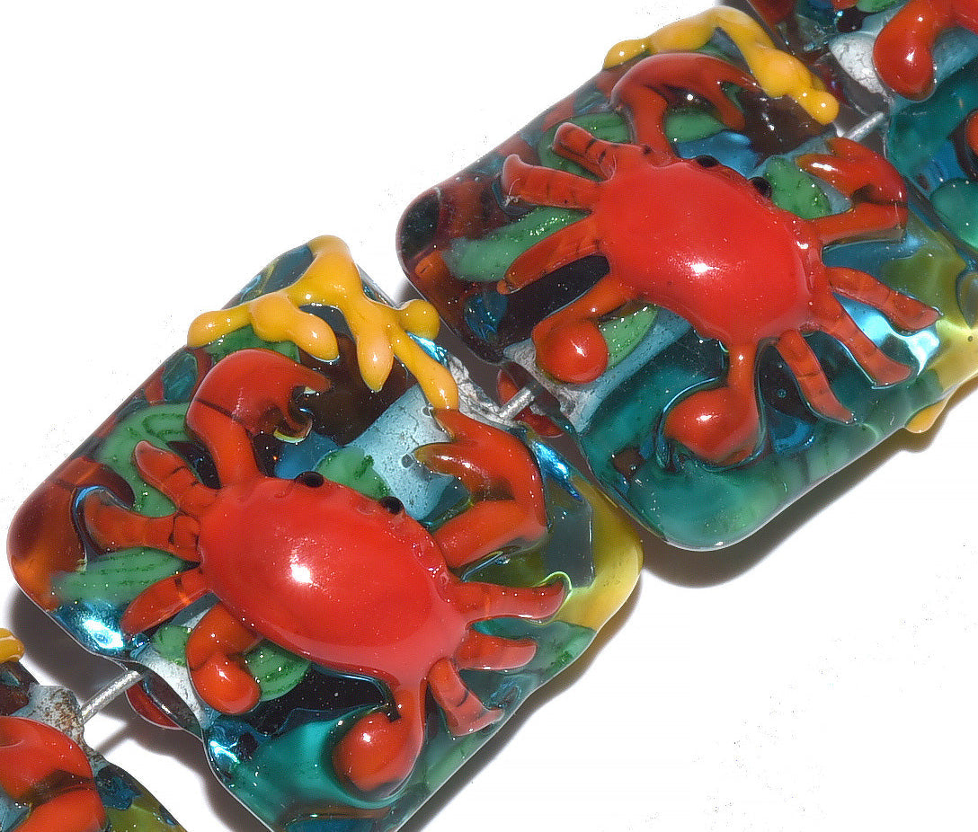 Red Crab Glass Beads Grace Lampwork