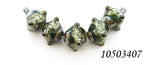 10503407 - Five Green w/Silver Foil Crystal Beads