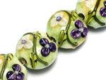 10504512 - Four White w/Purple Flora Lentil Beads