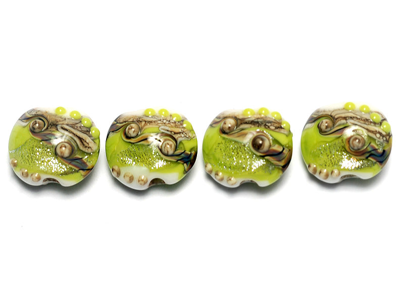 10505612 - Four Lime Stardust Lentil Beads