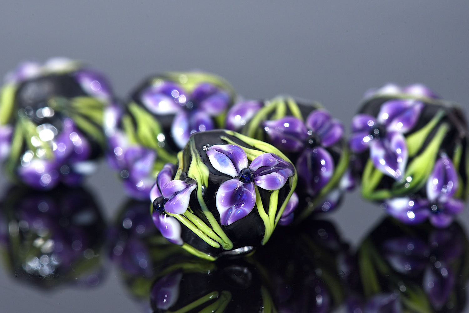 10205707 - Five Purple Iris Crystal Beads