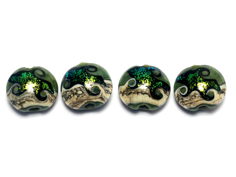 10506412 - Four Olivine Lentil Beads