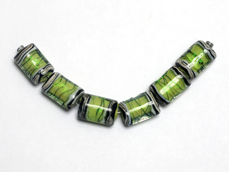 10507703 - Six Spring Green Shimmer Mini Kalera Beads