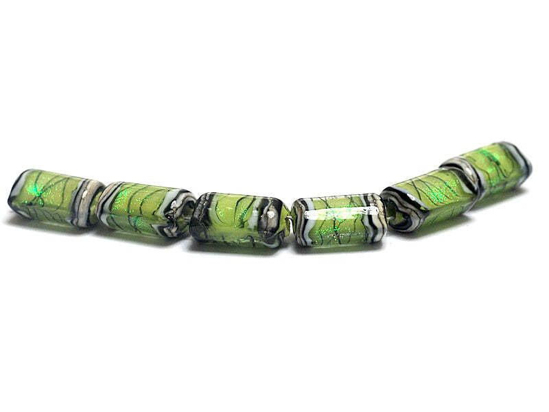 10507703 - Six Spring Green Shimmer Mini Kalera Beads