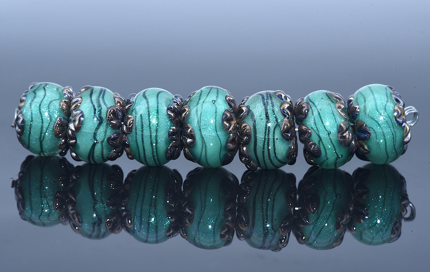 10507801 - Seven Seafoam Shimmer Rondelle Beads