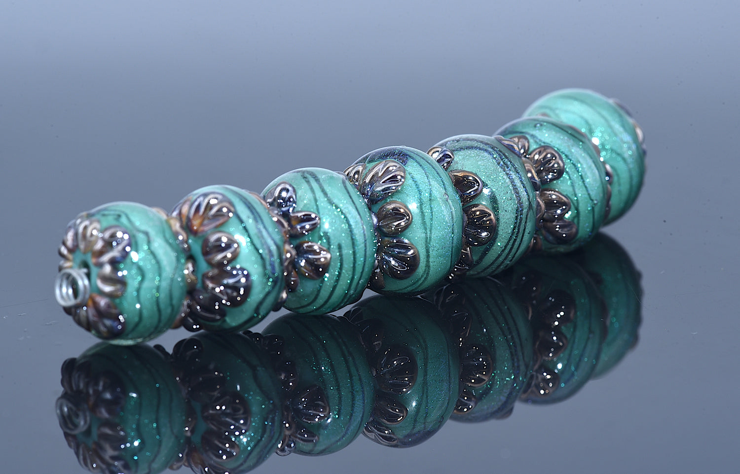 10507801 - Seven Seafoam Shimmer Rondelle Beads