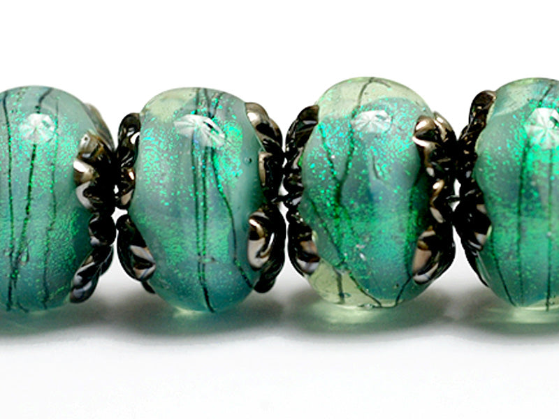 10507821 - Six Seafoam Shimmer Rondelle Beads