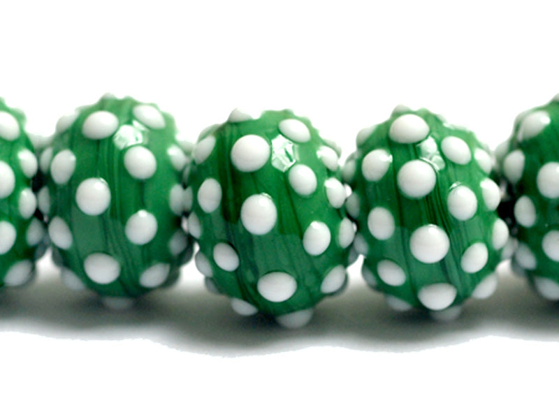 10508101 - Seven Polka Dots on Green Rondelle Beads