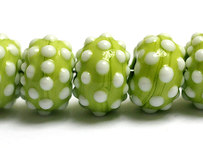 10508201 - Seven Polka Dots on Lime Green Rondelle Beads