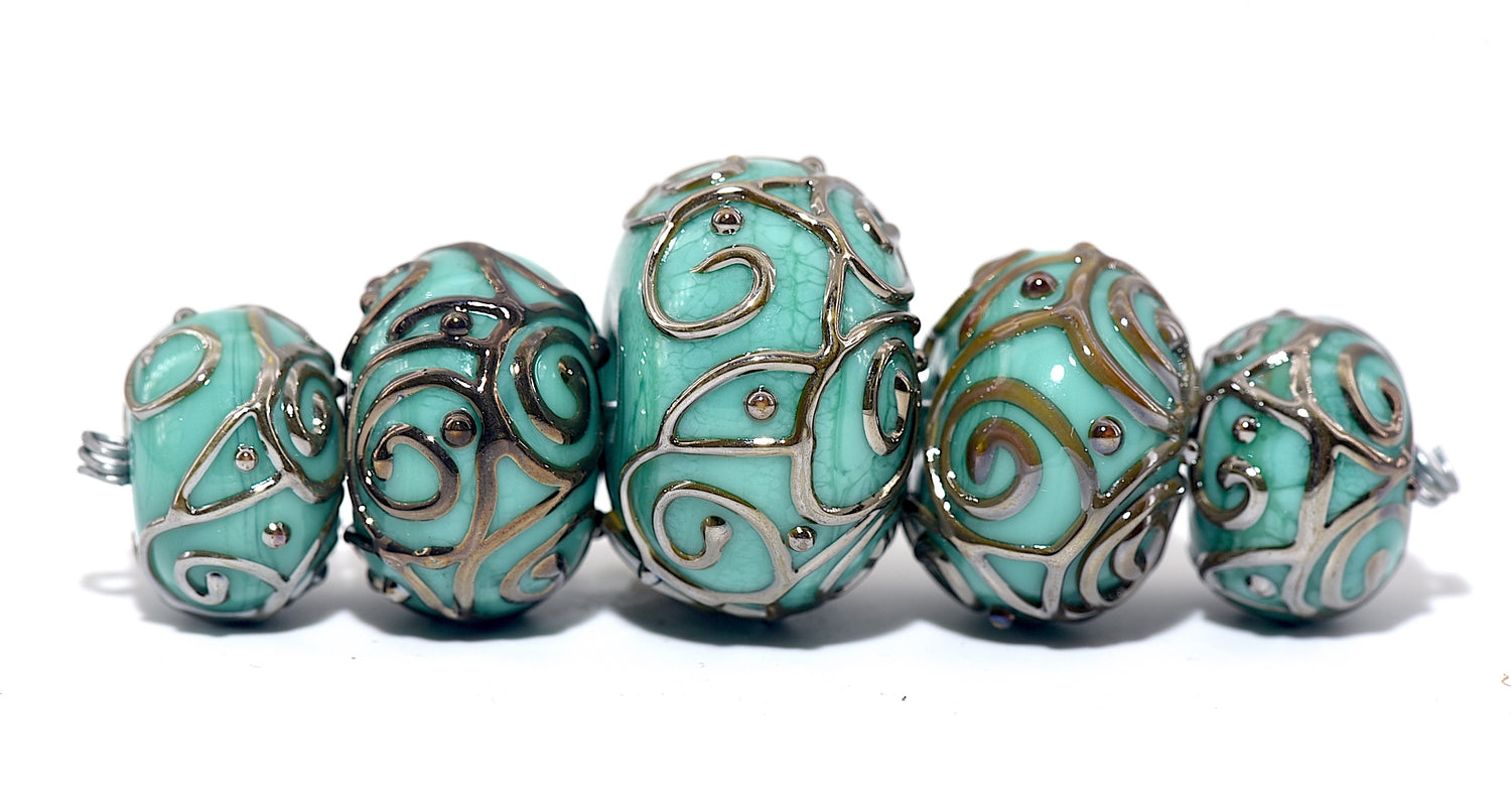 10509411 - Five Pastel Jade Rondelle Beads
