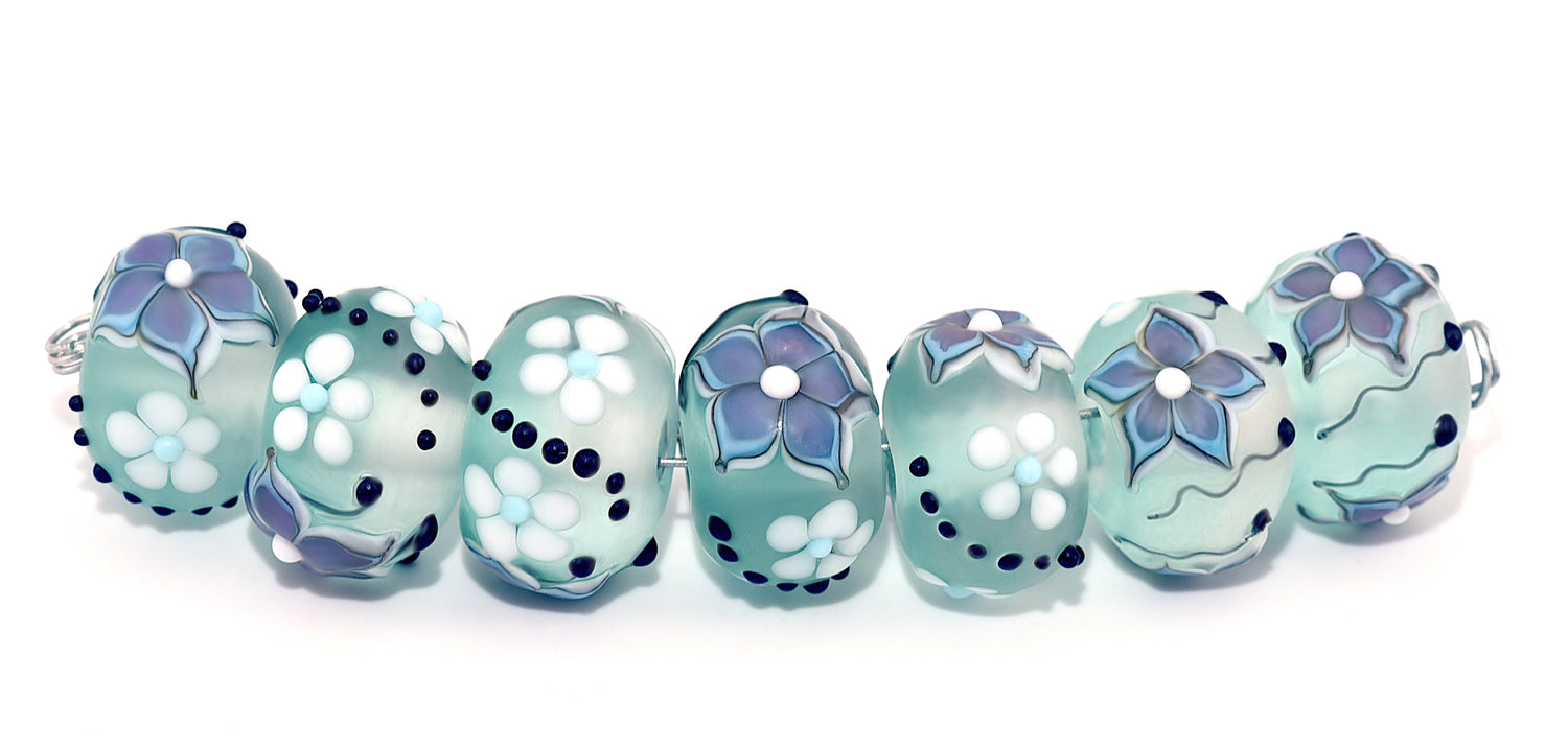 10509601 -Seven Morning Dew Teal Rondelle Beads