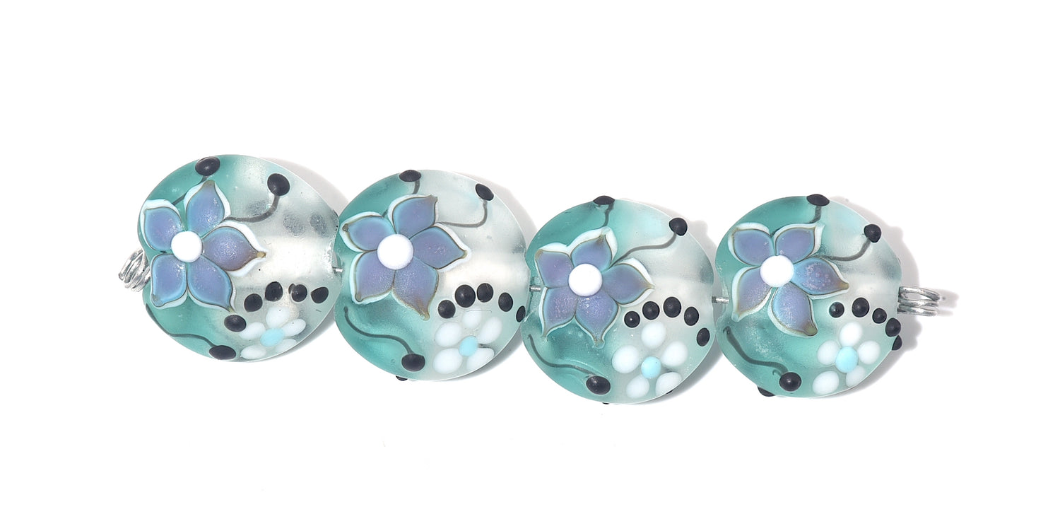 10509612 - Four Matte Morning Dew Teal Lentil Beads
