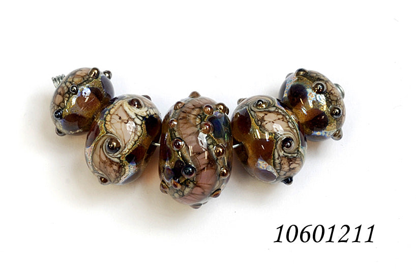 10601211- Five Graduated Dark Amethyst w/Silver Foil Beads