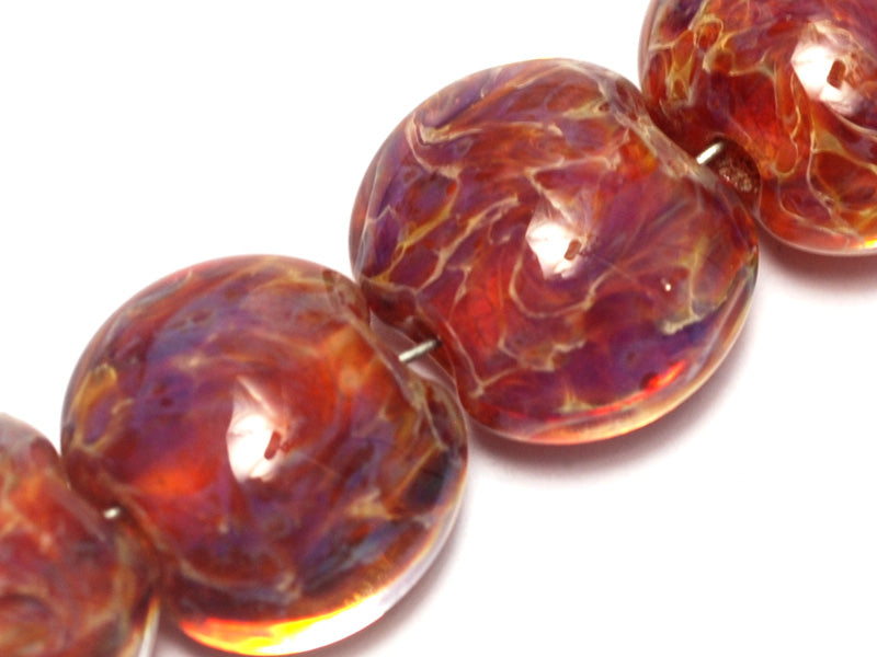 10602102 - Seven Yellow-orange & Purple Free Style Lentil Beads