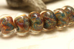 10602401 - Seven Blue, Green & Purple Free Style Rondelle Beads