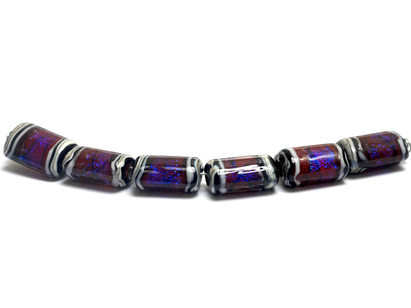 10604003 - Six Violet Shimmer Mini Kalera Beads