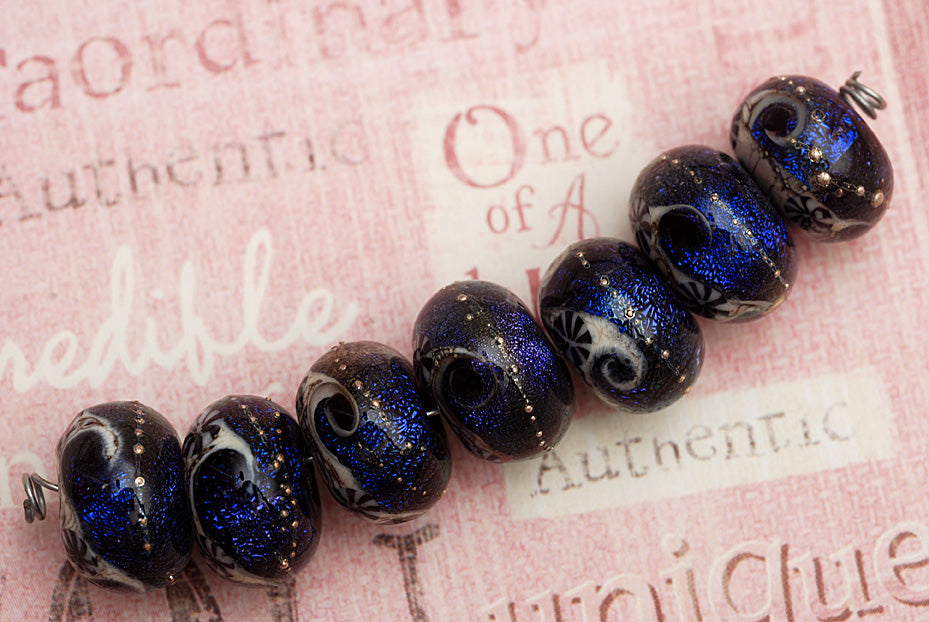 10604101 - Seven Indigo Night Celestial Rondelle Beads