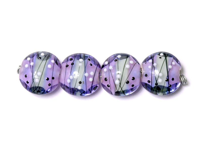 10604812 - Four Lilac Tea Party Lentil Beads