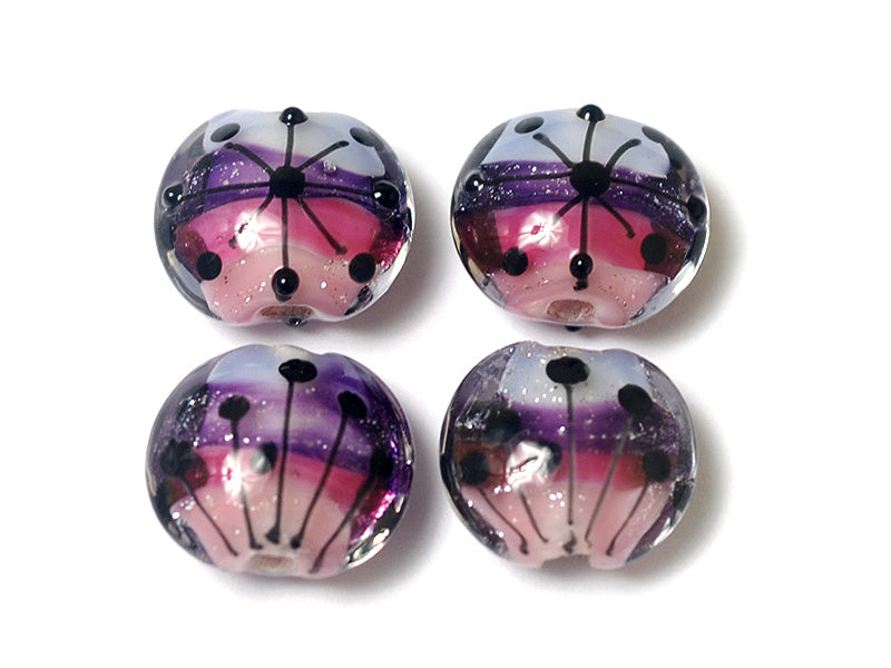 10605012 - Four Purple Rainbow Lentil Beads