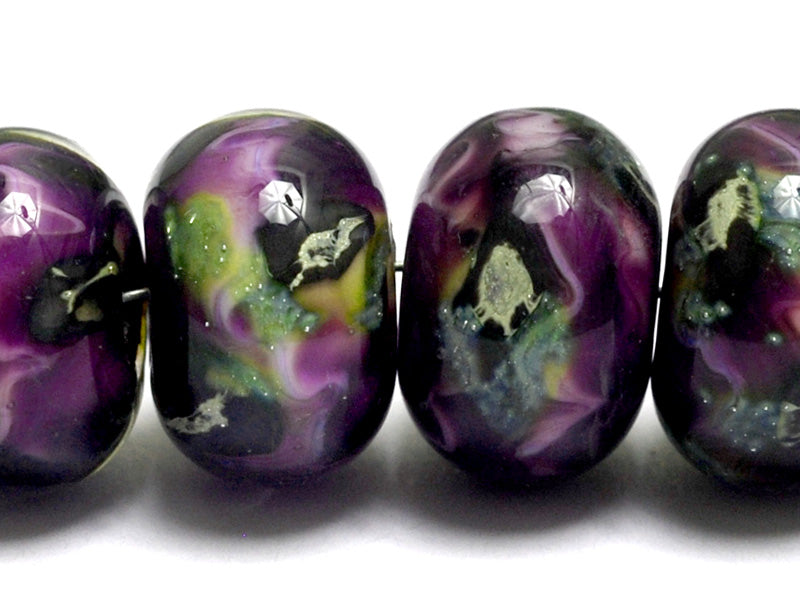 10605421 - Six Purple Meadow Rondelle Beads