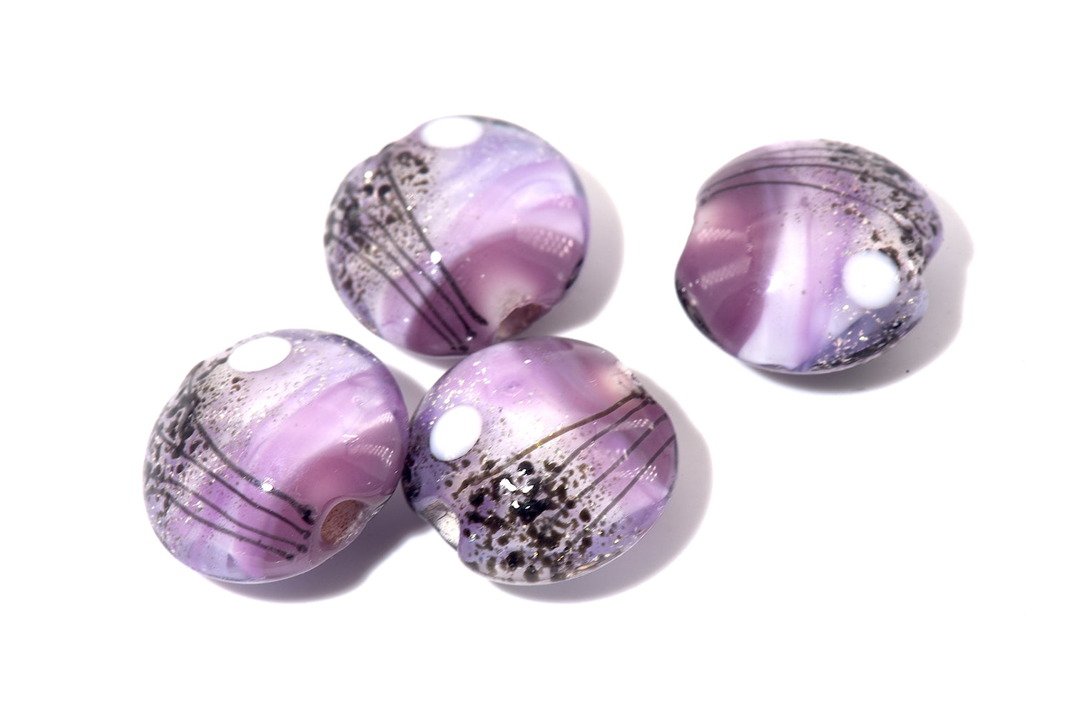 10605512 - Four African Violet Moonlight Lentil Beads