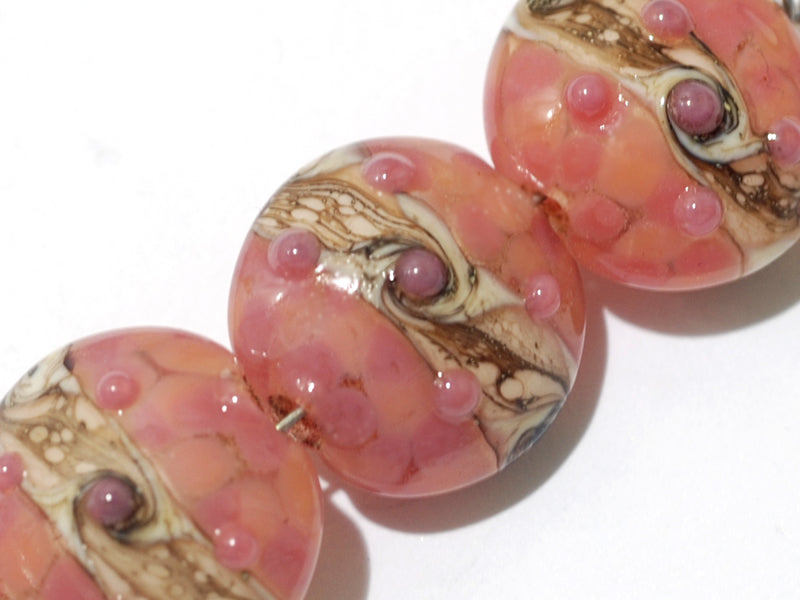10704312 - Four Pink/Soft Orange Lentil Beads