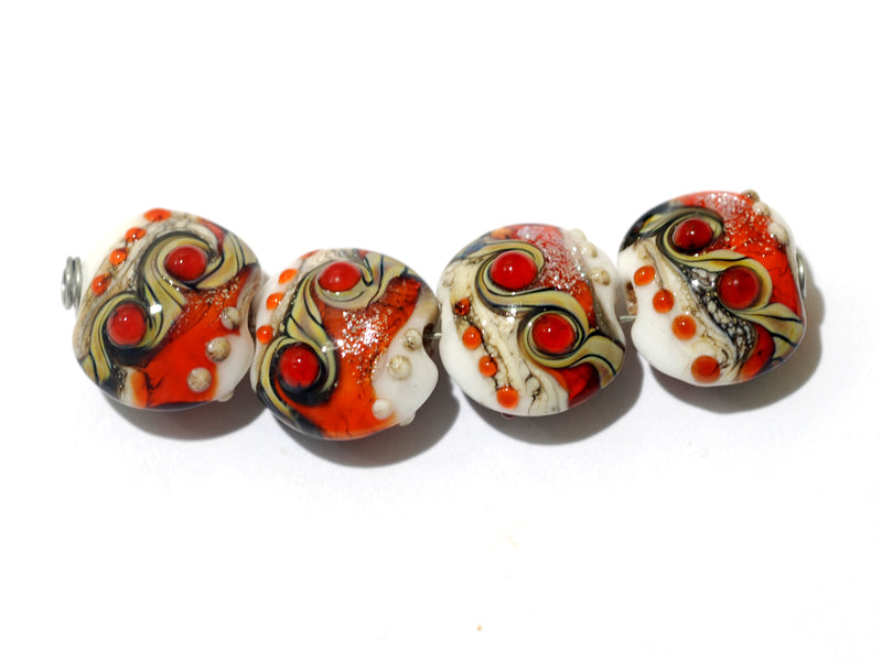 10705612 - Four Fire Red Stardust Lentil Beads
