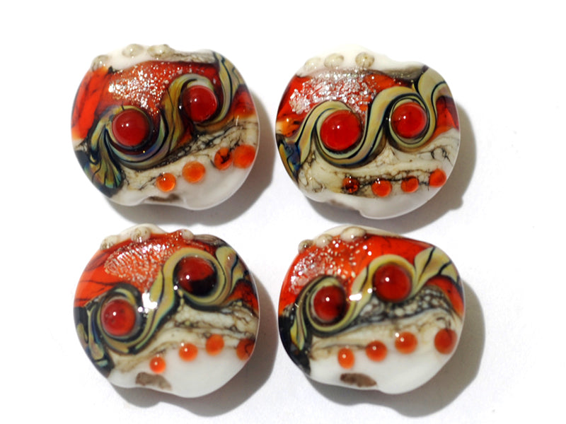 10705612 - Four Fire Red Stardust Lentil Beads